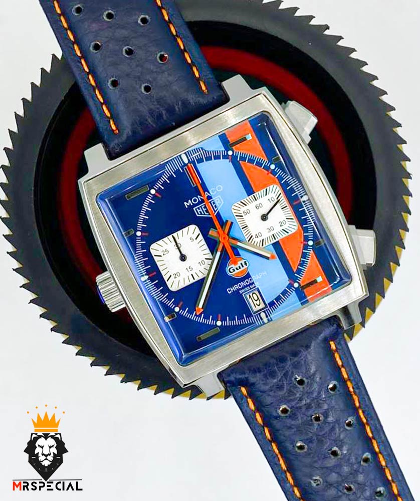 ساعت مچی مردانه تگ هویر موناکو کرنوگراف بند چرم 0860 TAG HEUER MONACO