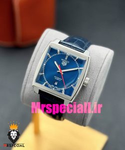 ساعت تگ هویر مردانه مدل موناکو اتوماتیک بند چرم صفحه ابی Tag heuer Monaco 020963 