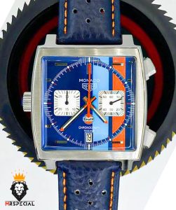 ساعت مچی مردانه تگ هویر موناکو کرنوگراف بند چرم 0860 TAG HEUER MONACO
