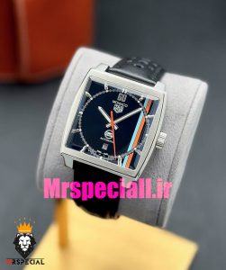 ساعت تگ هویر مردانه مدل موناکو اتوماتیک بند چرم صفحه مشکی Tag heuer Monaco 020964 