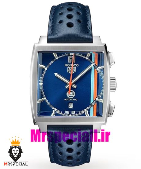 ساعت تگ هویر مردانه مدل موناکو اتوماتیک بند چرم صفحه ابی Tag heuer Monaco 020965