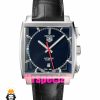 ساعت تگ هویر مردانه مدل موناکو اتوماتیک بند چرم صفحه مشکی Tag heuer Monaco 020962