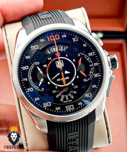 ساعت تگ هویر مردانه مرسدس بنز کرنوگراف بند رابر صفحه مشکی TAG HEUER Grand Carrera SLS 0828