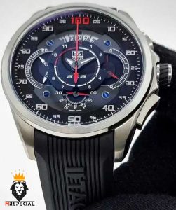 ساعت تگ هویر مردانه مرسدس بنز کرنوگراف بند رابر صفحه مشکی TAG HEUER Grand Carrera SLS 0828