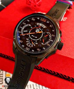 ساعت تگ هویر مردانه مرسدس بنز کرنوگراف مشکی رابر صفحه مشکی TAG HEUER Grand Carrera SLS 0827