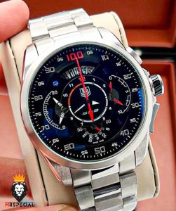 ساعت تگ هویر مردانه مدل مرسدس بنز کرنوگراف استیل صفحه مشکی 0830 TAG HEUER Grand Carrera SLS