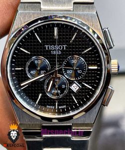 ساعت تیسوت مردانه مدل پی ار ایکس استیل کرنوگراف صفحه مشکی 021399 TISSOT PRX 