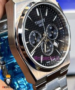 ساعت تیسوت مردانه مدل پی ار ایکس استیل کرنوگراف صفحه مشکی 021399 TISSOT PRX 
