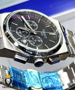 ساعت تیسوت مردانه مدل پی ار ایکس استیل کرنوگراف صفحه مشکی 021399 TISSOT PRX 