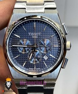 ساعت تیسوت مردانه مدل پی ار ایکس استیل کرنوگراف صفحه ابی 021400 TISSOT PRX 
