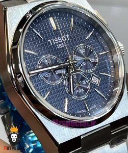 ساعت تیسوت مردانه مدل پی ار ایکس استیل کرنوگراف صفحه ابی 021400 TISSOT PRX 