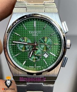ساعت تیسوت مردانه مدل پی ار ایکس استیل کرنوگراف صفحه سبز 021397 TISSOT PRX 