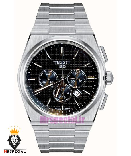 ساعت تیسوت مردانه مدل پی ار ایکس استیل کرنوگراف صفحه مشکی 021399 TISSOT PRX