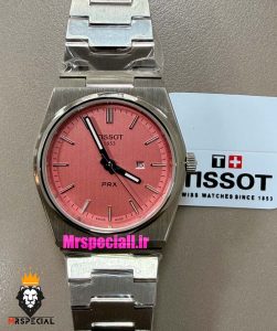 ساعت تیسوت زنانه مدل پی ار ایکس کوارتز استیل صفحه صورتی 021577 TISSOT PRX 