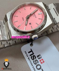 ساعت تیسوت زنانه مدل پی ار ایکس کوارتز استیل صفحه صورتی 021577 TISSOT PRX 