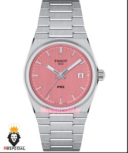 ساعت تیسوت زنانه مدل پی ار ایکس کوارتز استیل صفحه صورتی 021577 TISSOT PRX