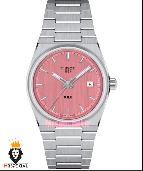 ساعت تیسوت زنانه مدل پی ار ایکس کوارتز استیل صفحه صورتی 021577 TISSOT PRX