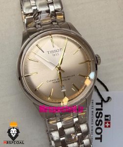 ساعت تیسوت مردانه اتوماتیک استیل صفحه طلایی 021534 TISSOT Chemin des Tourelles