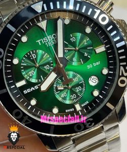 ساعت تیسوت مردانه مدل سی استار موتورکرنوگراف بند استیل صفحه سبز 021432 TISSOT SEASTAR 