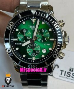 ساعت تیسوت مردانه مدل سی استار موتورکرنوگراف بند استیل صفحه سبز 021432 TISSOT SEASTAR 