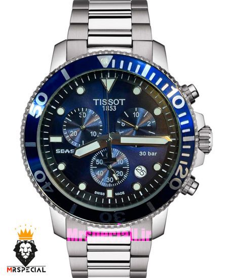 ساعت تیسوت مردانه مدل سی استار موتورکرنوگراف بند استیل صفحه ابی 021433 TISSOT SEASTAR