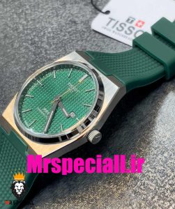 ساعت مچی تیسوت مردانه پی ار ایکس کوارتز بند رابر سبز صفحه سبز 020779 TISSOT PRX