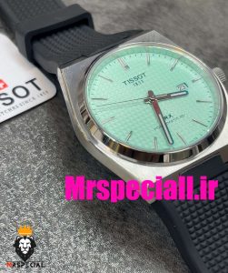 ساعت مچی تیسوت مردانه پی ار ایکس کوارتز بند رابر مشکی صفحه تیفانی 020778 TISSOT PRX