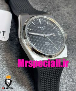 ساعت مچی تیسوت مردانه پی ار ایکس کوارتز بند رابر مشکی صفحه مشکی 020780 TISSOT PRX