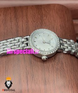 ساعت تیسوت زنانه کوارتز استیل نقره ای صفحه سفید قاب نگین 021001 TISSOT Lovely