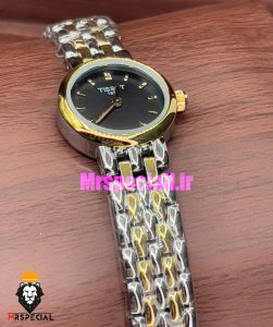 ساعت تیسوت زنانه کوارتز دو رنگ طلایی صفحه مشکی 021000 TISSOT Lovely