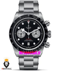 ساعت تودور مردانه اتوماتیک بند استیل صفحه مشکی 021531 TUDOR black bay chron