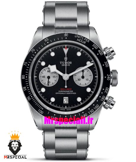 ساعت تودور مردانه اتوماتیک بند استیل صفحه مشکی 021531 TUDOR black bay chron