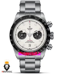 ساعت تودور مردانه اتوماتیک بند استیل صفحه سفید 021530 TUDOR black bay chron