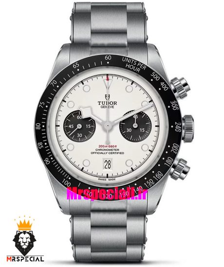 ساعت تودور مردانه اتوماتیک بند استیل صفحه سفید 021530 TUDOR black bay chron