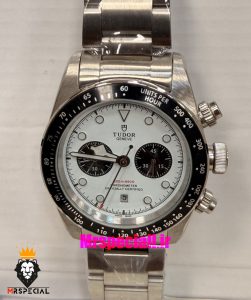 ساعت تودور مردانه اتوماتیک بند استیل صفحه سفید 021530 TUDOR black bay chron 