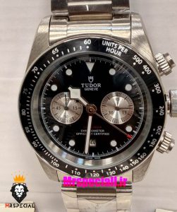 ساعت تودور مردانه اتوماتیک بند استیل صفحه مشکی 021531 TUDOR black bay chron 