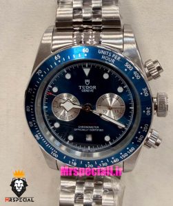ساعت تودور مردانه اتوماتیک بند استیل صفحه ابی 021532 TUDOR black bay chron 