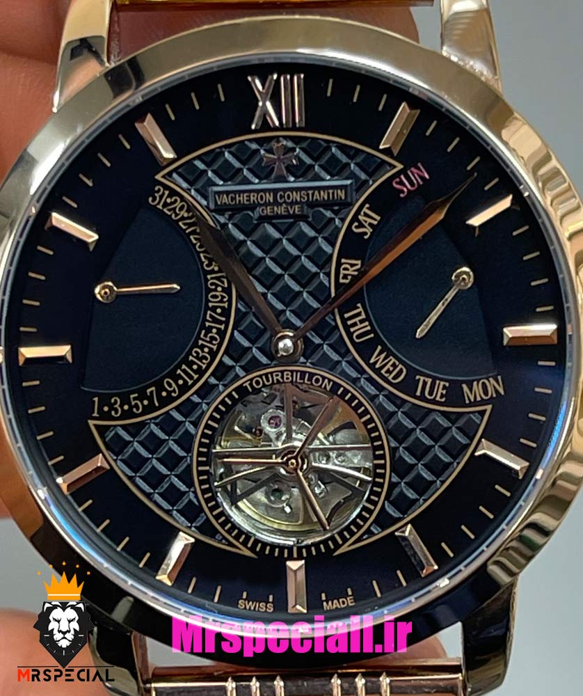ساعت مردانه واشرون کنستانتین اتوماتیک رزگلد صفحه مشکی Vacheron Constantin 021448