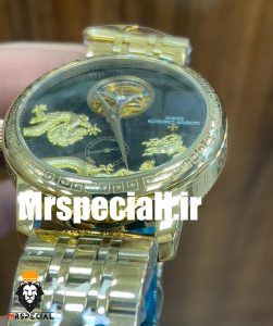 ساعت واشرون کنستانتین مدل دراگون مردانه اتوماتیک طلایی حکاکی کیفیت مستر Vacheron Constantin dragon 020791