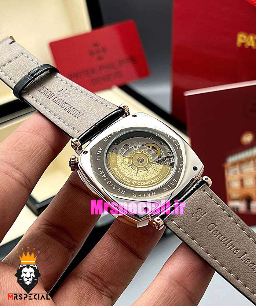 ساعت مردانه واشرون کنستانتین اتوماتیک بند چرم صفحه مشکی Vacheron Constantin American 021701