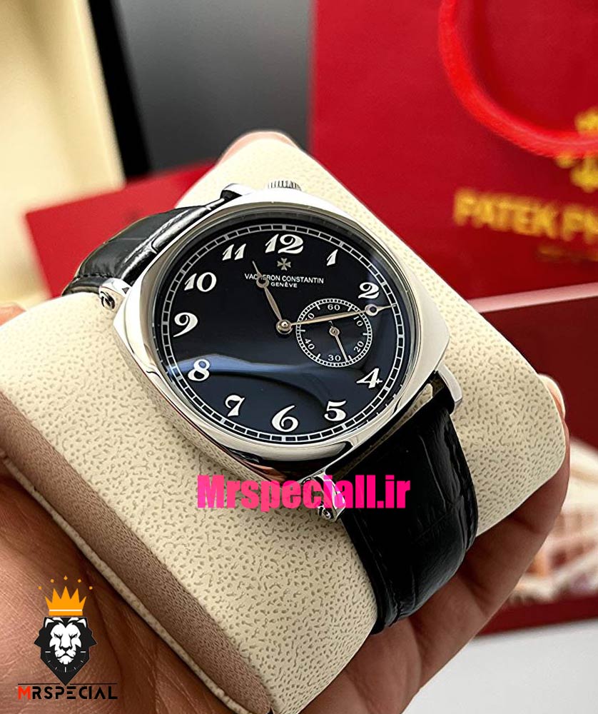 ساعت مردانه واشرون کنستانتین اتوماتیک بند چرم صفحه مشکی Vacheron Constantin American 021701