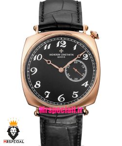 ساعت مردانه واشرون کنستانتین اتوماتیک رزگلد بند چرم صفحه مشکی Vacheron Constantin American 021699