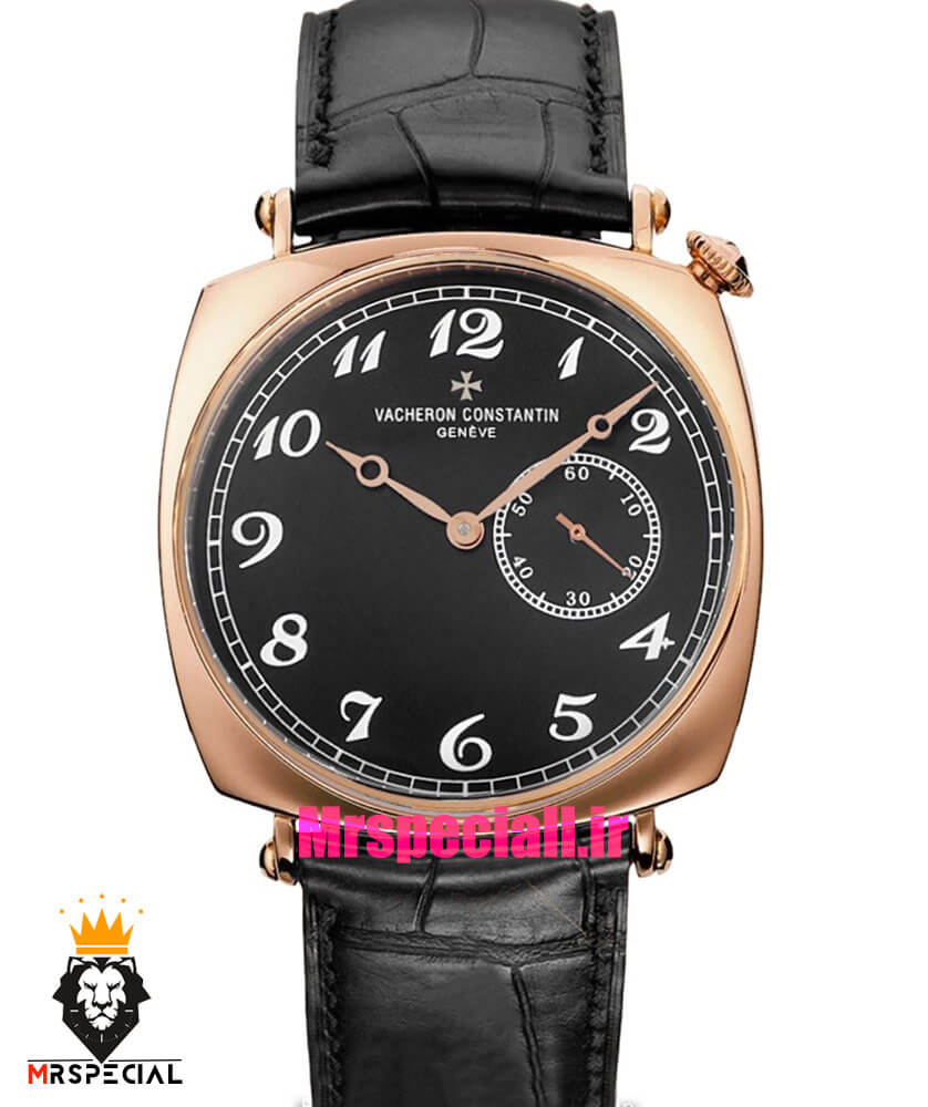 ساعت مردانه واشرون کنستانتین اتوماتیک رزگلد بند چرم صفحه مشکی Vacheron Constantin American 021699