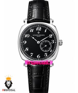 ساعت مردانه واشرون کنستانتین اتوماتیک بند چرم صفحه مشکی Vacheron Constantin American 021701
