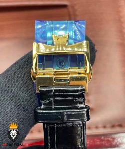 ساعت واشرون کنستانتین دراگون مردانه اتوماتیک حکاکی طلایی بند چرم صفحه مشکی طلایی Vacheron Constantin dragon 01614