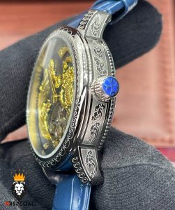 ساعت واشرون کنستانتین مدل دراگون مردانه اتوماتیک حکاکی بند چرم Vacheron Constantin dragon 01615