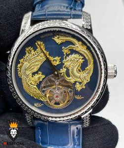 ساعت واشرون کنستانتین مدل دراگون مردانه اتوماتیک حکاکی بند چرم Vacheron Constantin dragon 01615