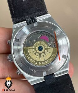 ساعت واشرون کنستانتین مردانه اتوماتیک بند چرم صفحه مشکی vacheron constantin overseas 01048