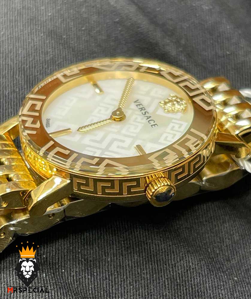 ساعت مچی زنانه ورساچه کوارتز طلایی صفحه سفید 01184 VERSACE