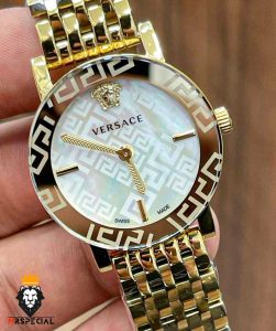 ساعت مچی زنانه ورساچه کوارتز طلایی صفحه سفید 01184 VERSACE
